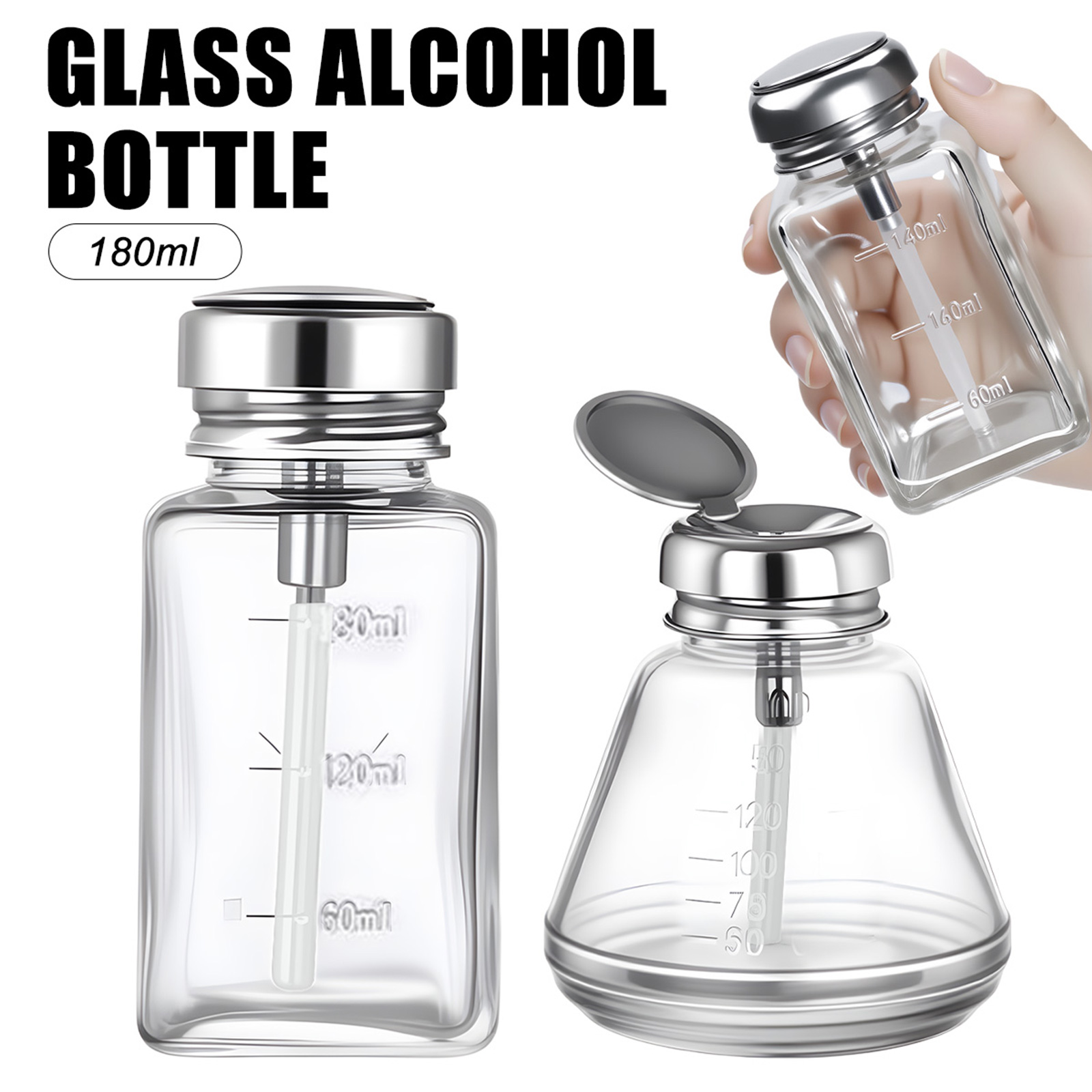 Water Bottle Blank - زجاجة أظافر زجاجية سعة 180 مل،