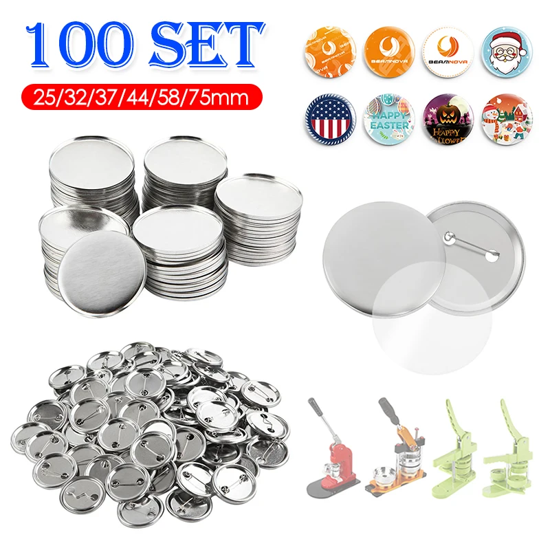 Button Badge Blank - 100 مجموعة فارغة شارة دبوس زر