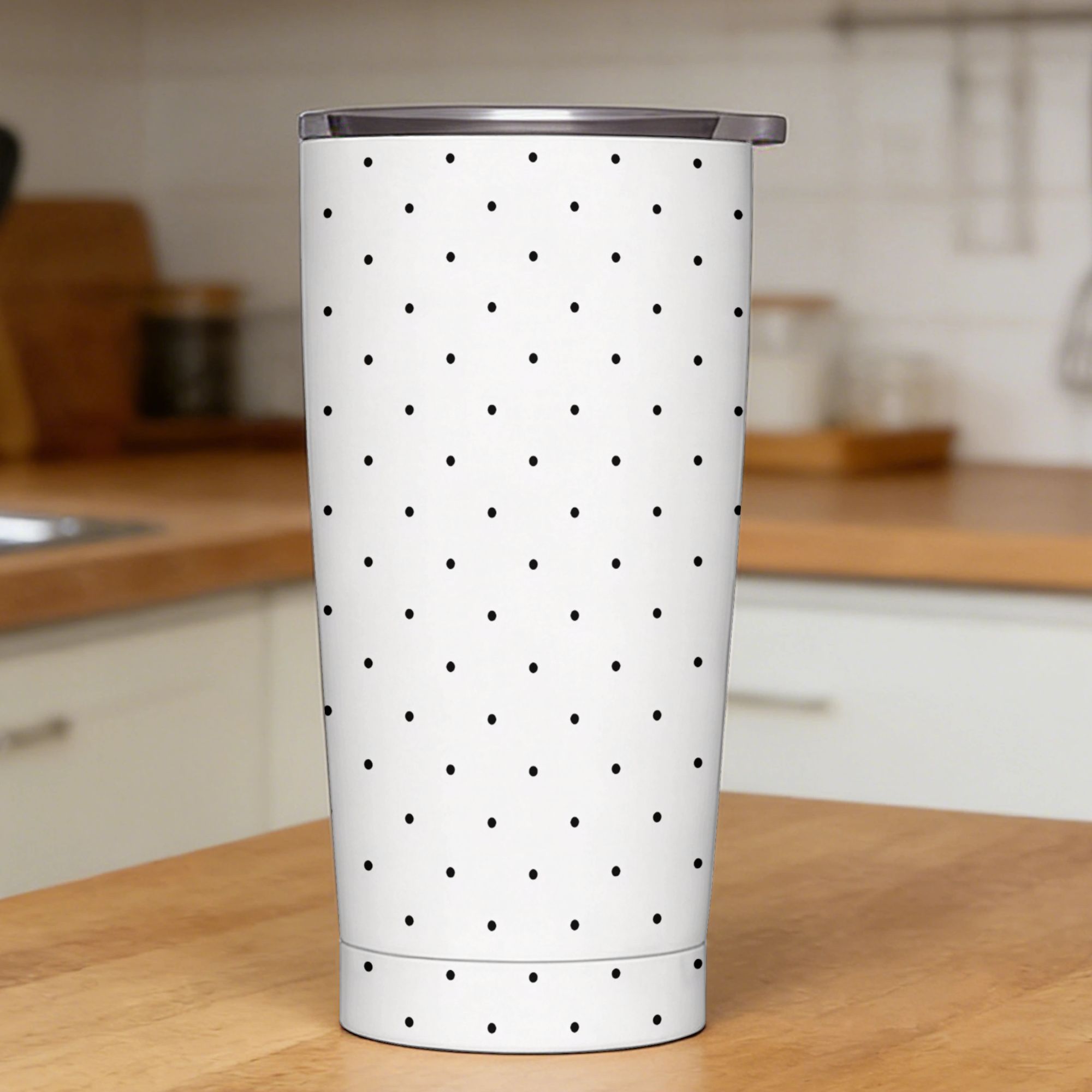 كوب ستانلس ستيل بنقشة منقطة با - مراجعة Tumbler 20Oz White وسعره