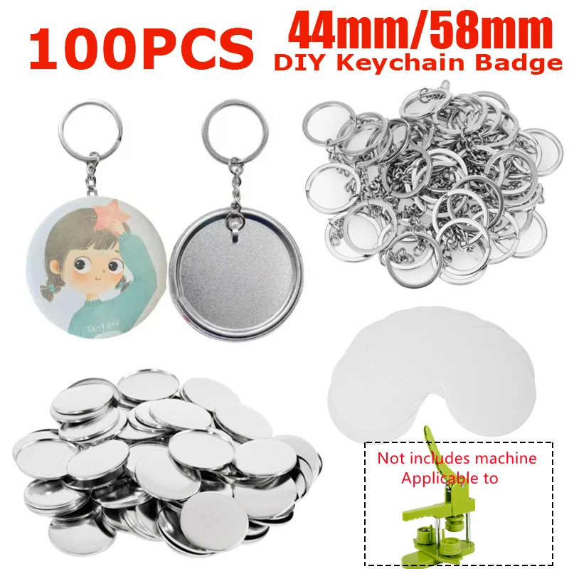 100 قطعة من البلاستيك/المعادن  - مراجعة Button Badge Blank وسعره