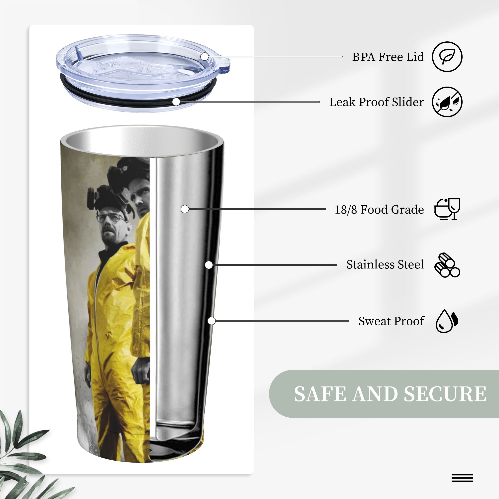 كوب بريكينج باد المعزول حراريً - مراجعة Tumbler 20Oz White وسعره