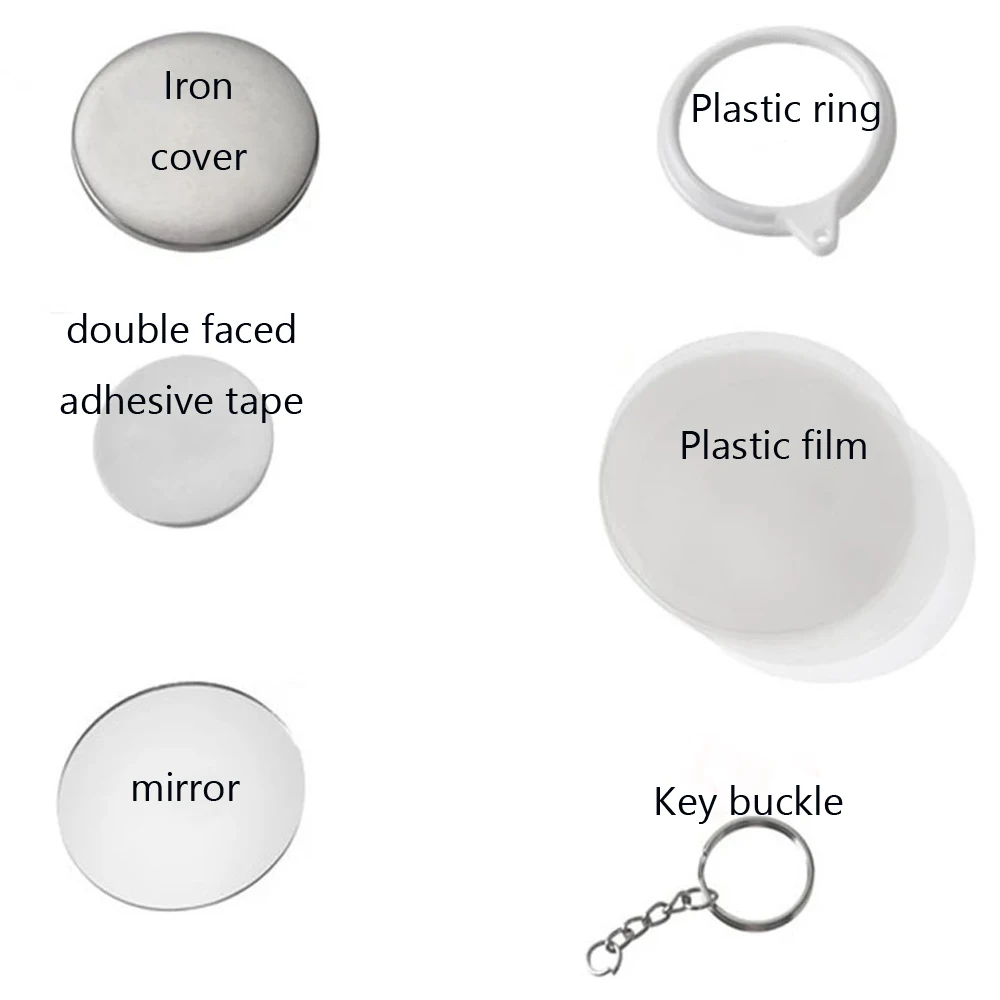 جديد 100 قطعة حلقة رئيسية مرآة - مراجعة Button Badge Blank وسعره